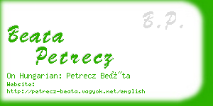 beata petrecz business card